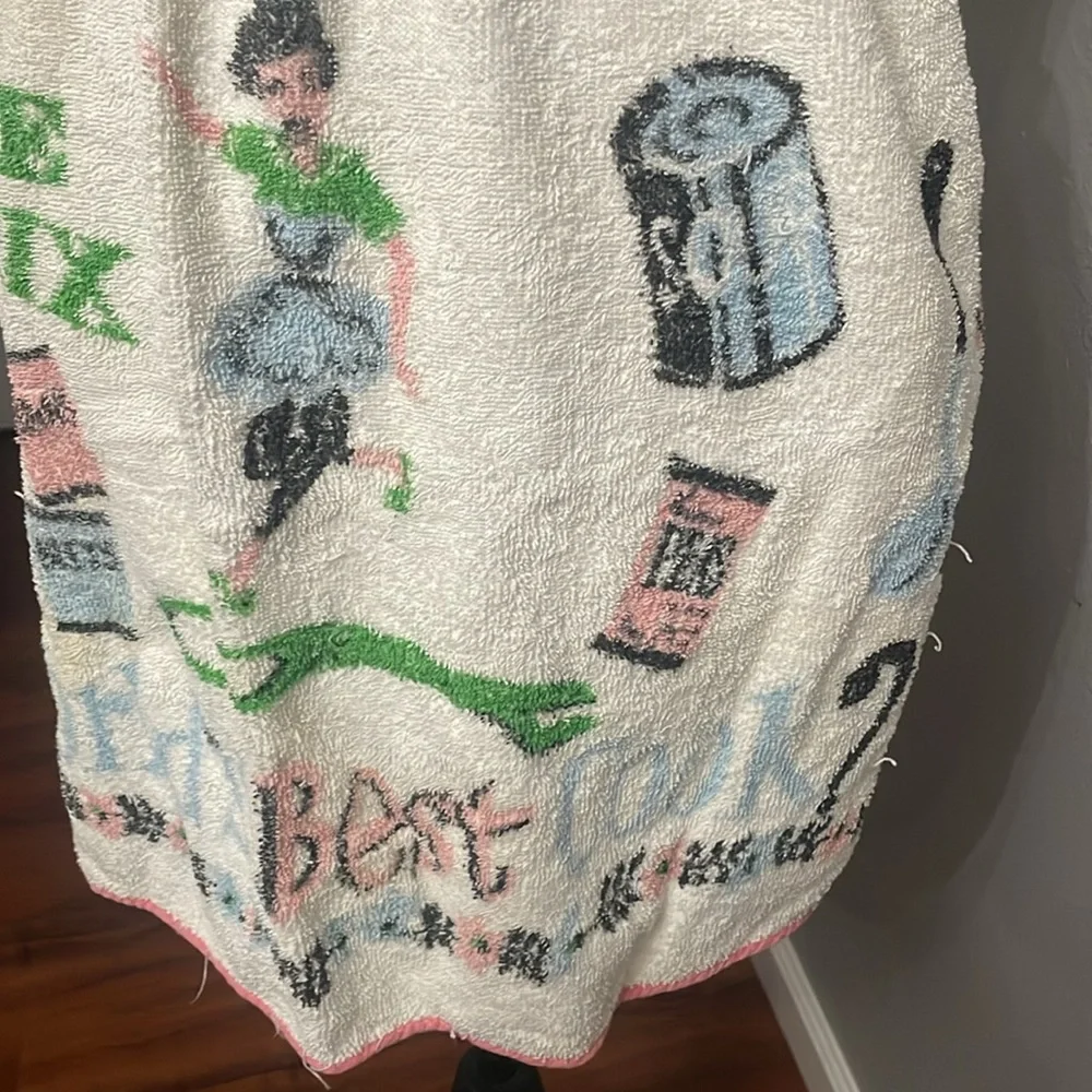 Vintage pink, white, blue TerryCloth Half Apron cake mixThemed Terrycloth Cotton